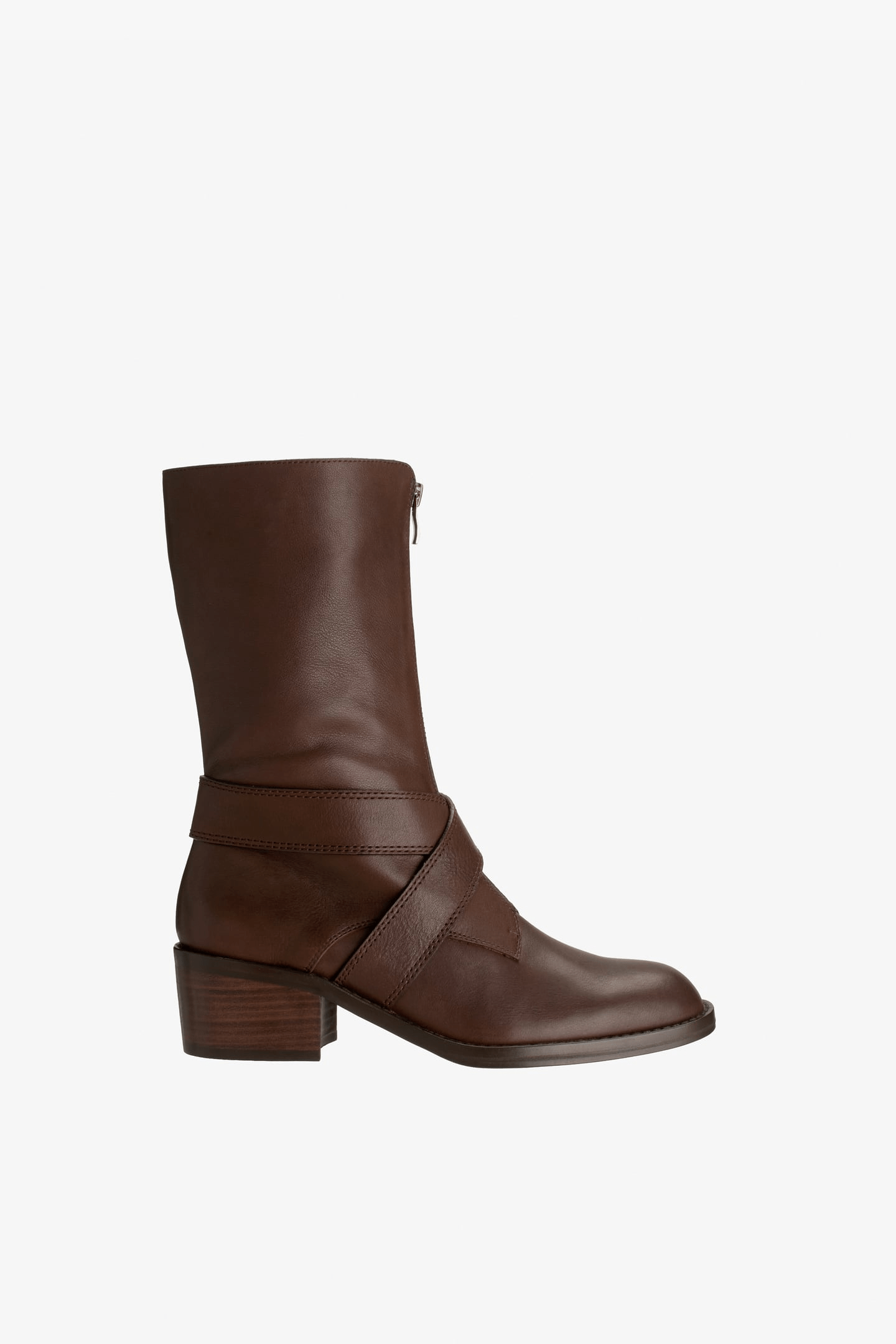 Zara + Zippered Leather Heeled Ankle Boots