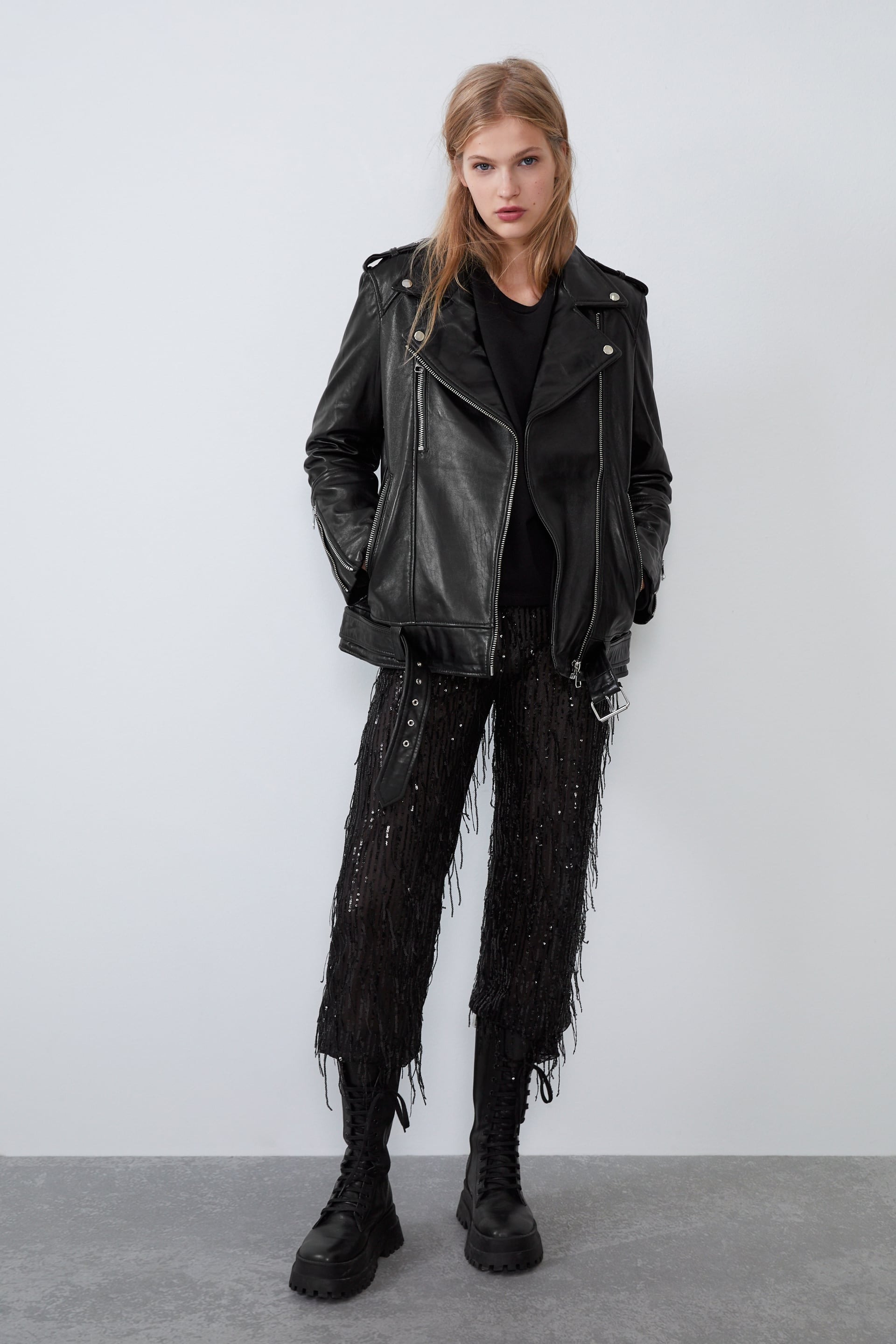 Zara + Oversized Leather Jacket