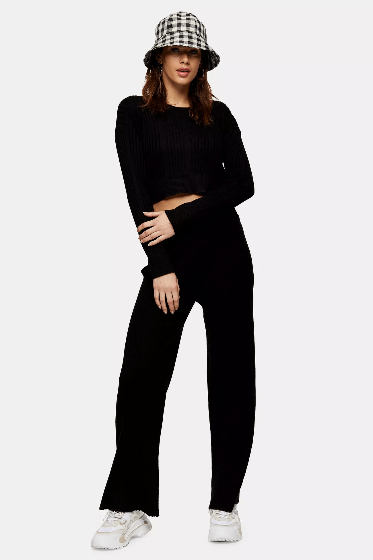 + Black Ribbed Trousers