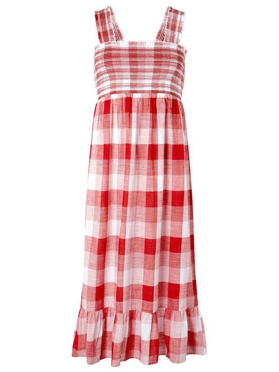 Accessorize + Wide Strap Smocked Gingham Dress