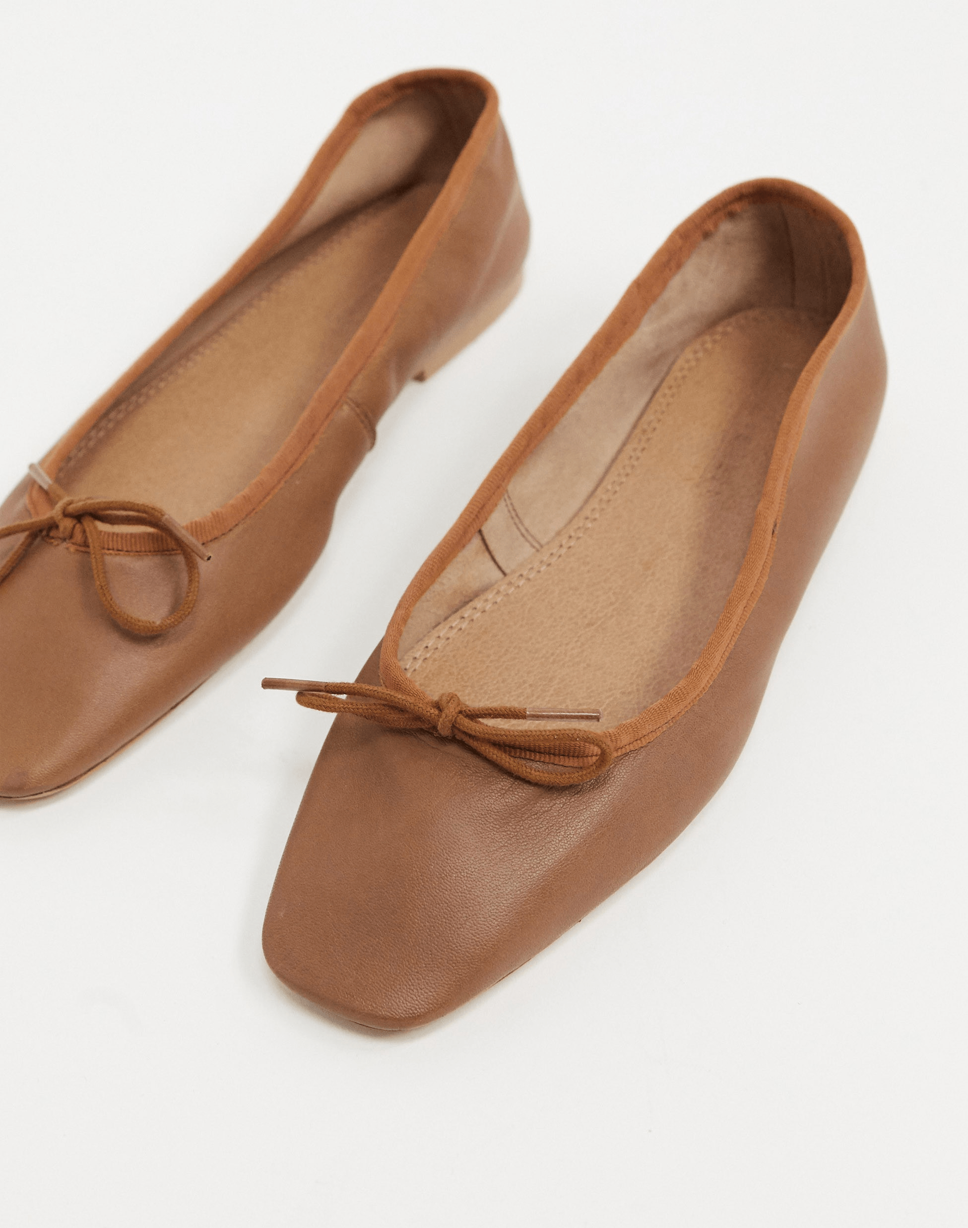 ASOS DESIGN + Layer Leather Bow Ballet Flats