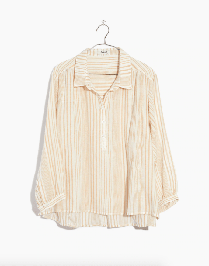 Madewell + Striped Gauze DropShoulder Popover Top