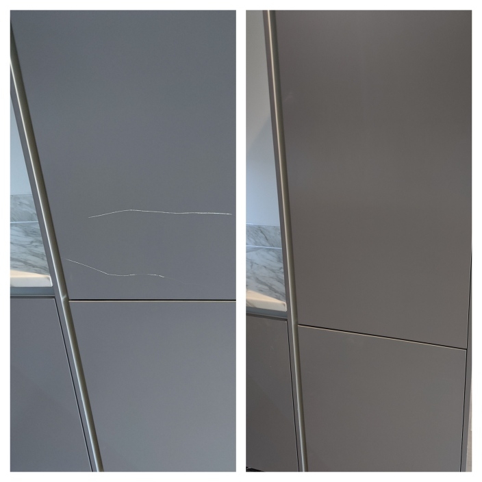 Scratched and chipped kitchen doors Refinishing Touch