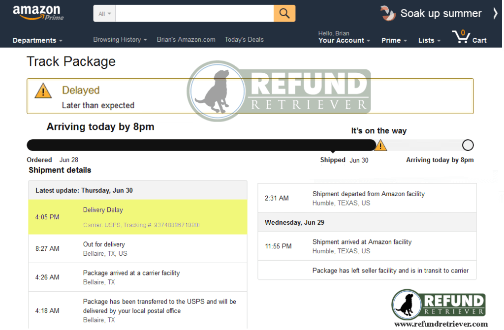 Amazon Prime Late Package Delivery