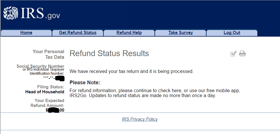 PATH act message disappeared on Where's My Refund IRS Refund Schedule