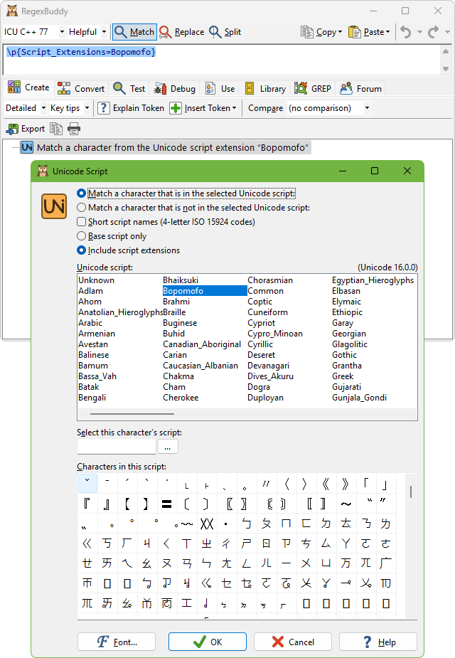 Insert a Regex Token to Match Unicode Characters