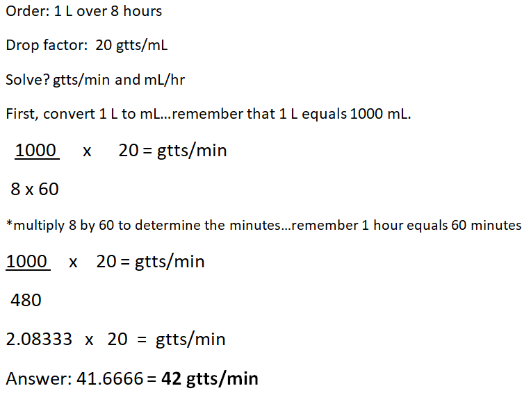 IV Drip Flow Rate Drop Factor gtts/min Dosage Calculations Practice
