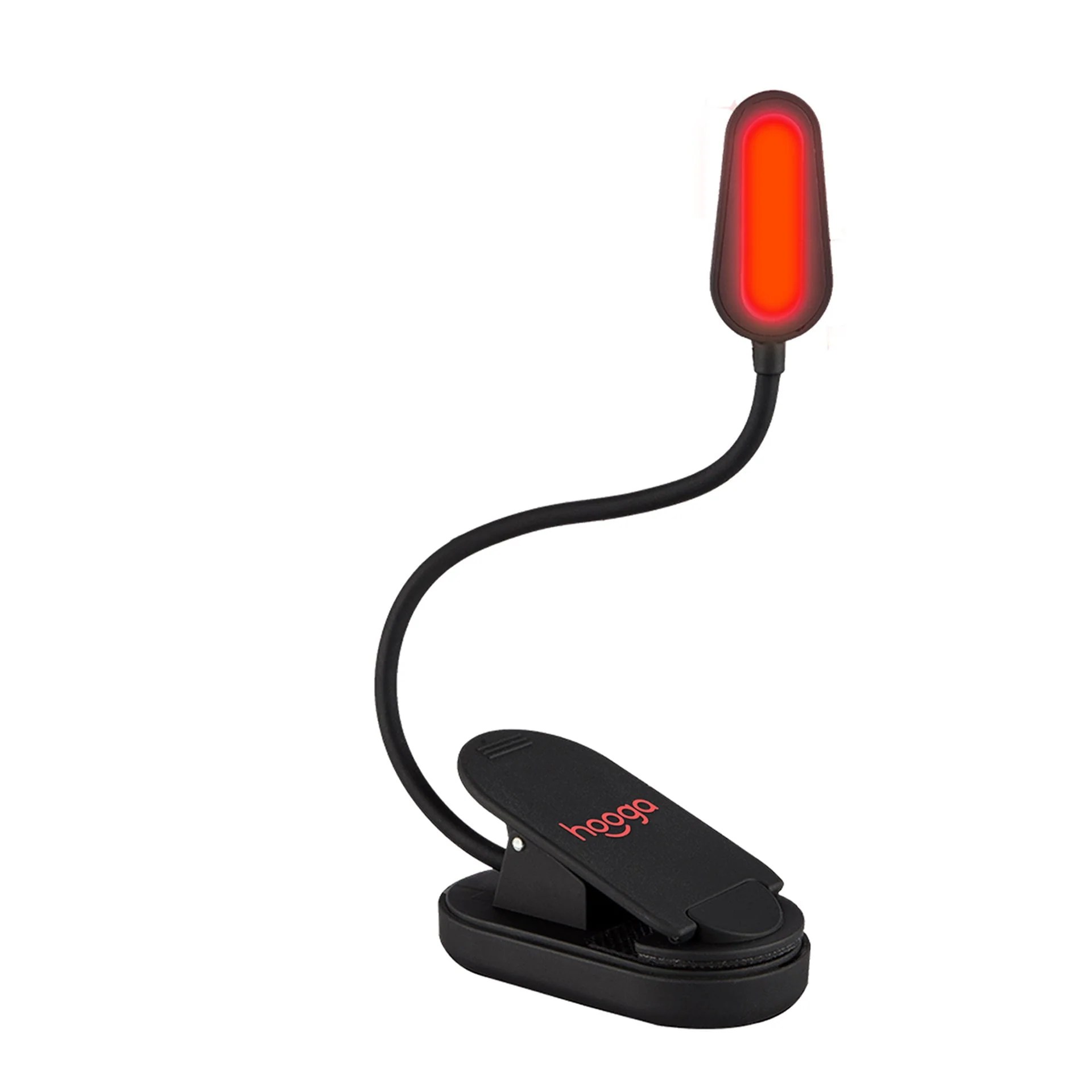 ClipOn Red Light for Reading, Rechargeable and Flexible Neck