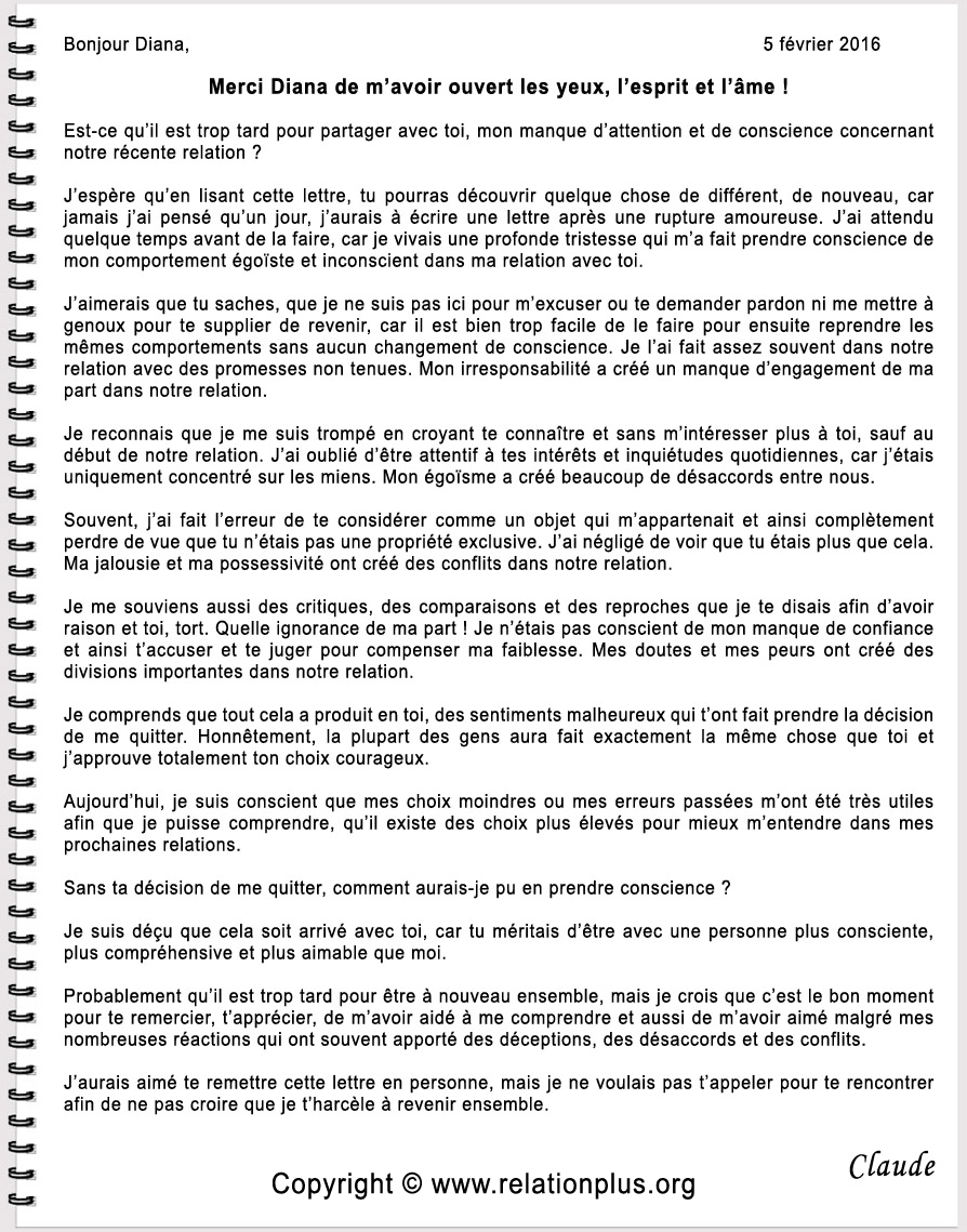 Servir Lettre Emouvante Pour Son Ex