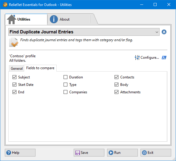 Find Duplicate Journal Entries ReliefJet for Outlook