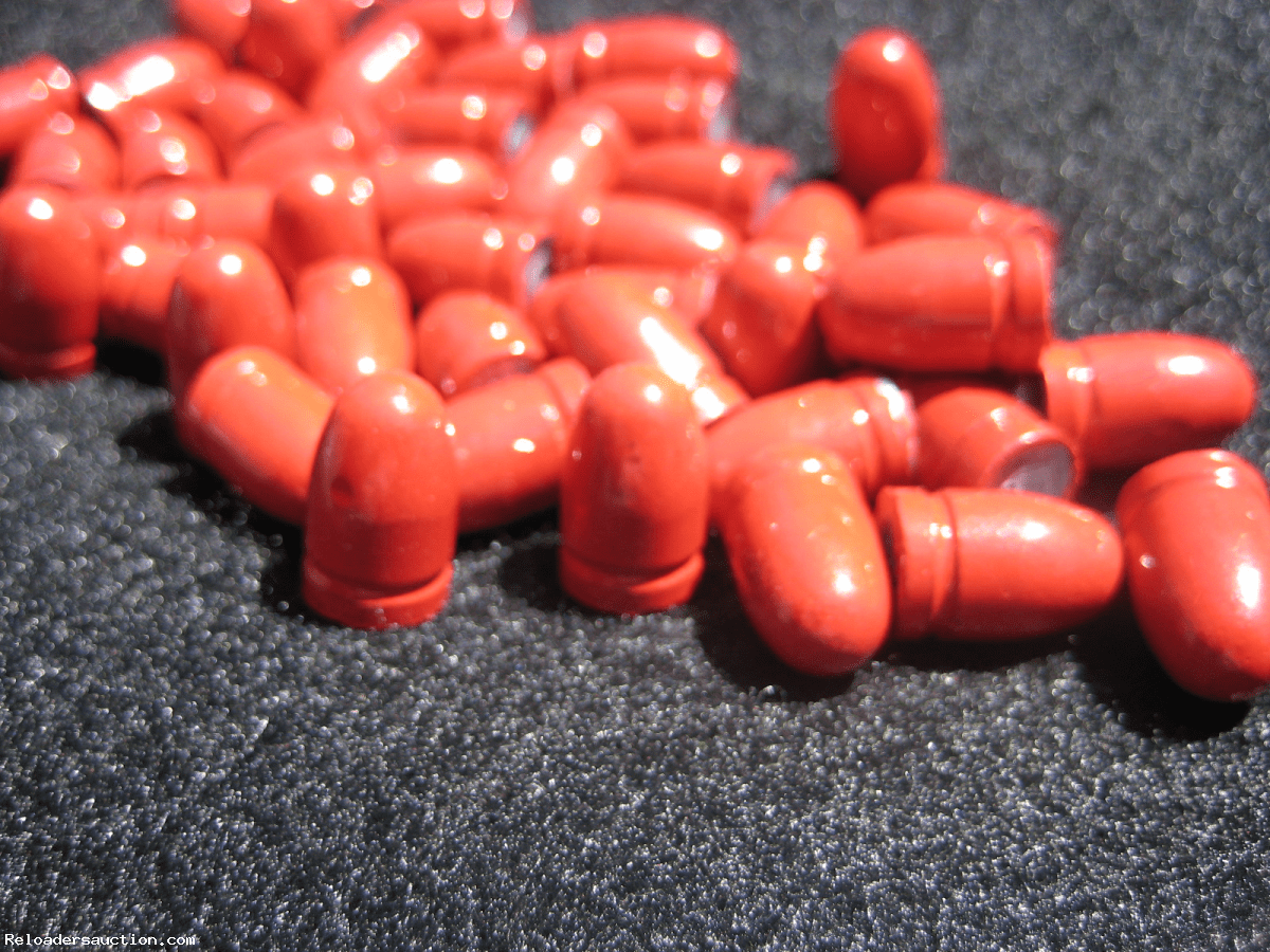 .356 9mm 130gr. RN Lead cast RED Powder Coated Bullets 250pk