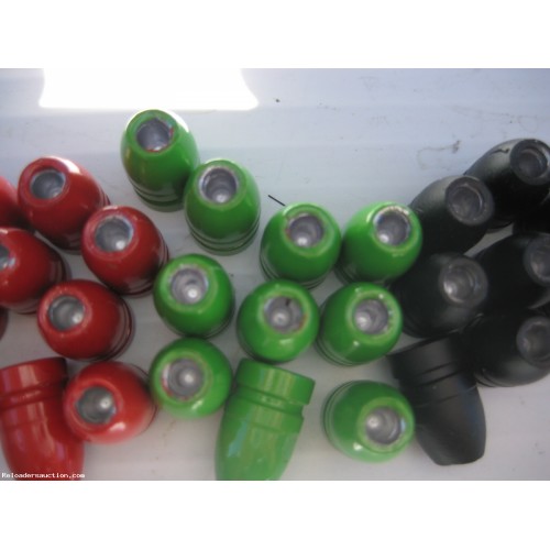 .356 9mm 130gr. HP Lead cast Assorted GRN/Red/BLK Powder Coated Bullets