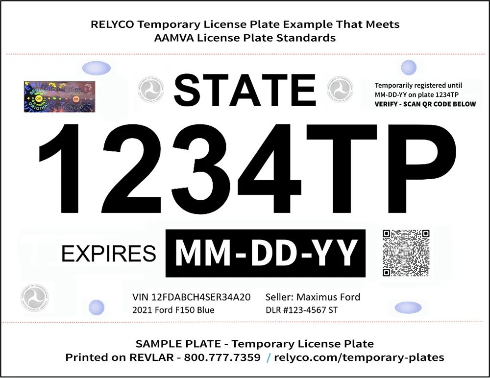 Government Temp Plates DMV & State Agencies(09)