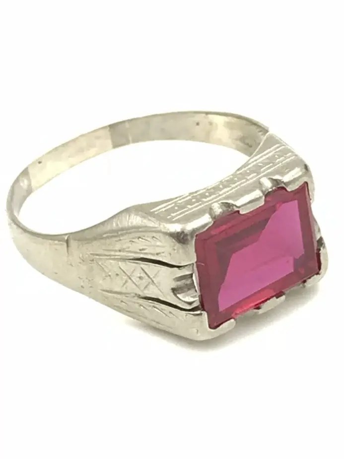 Mens Gold And Ruby Ring Vintage Created Ruby Bold Mens Ring Rings