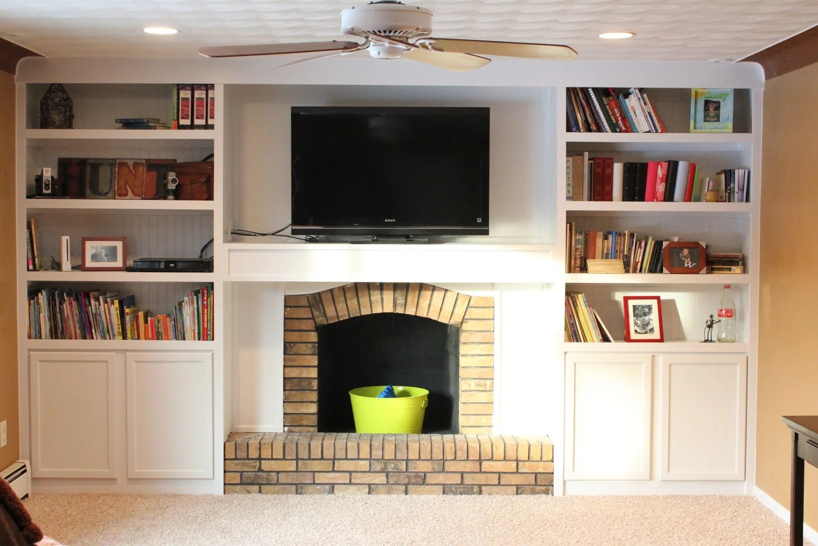 Remodelaholic Fireplace Remodel With Builtin Bookshelves