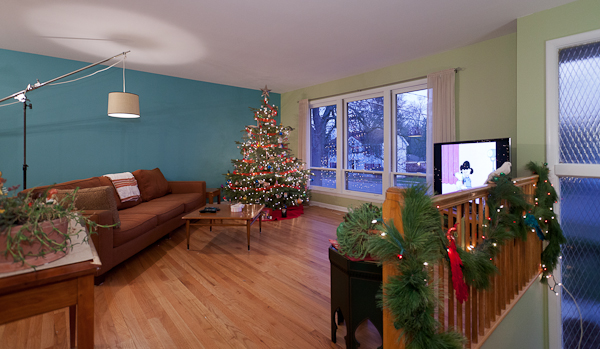 Christmas Decorations And A Living Room Dining Room Before And