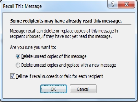 Hoe Te Intrekken Verzonden Outlook Mail?