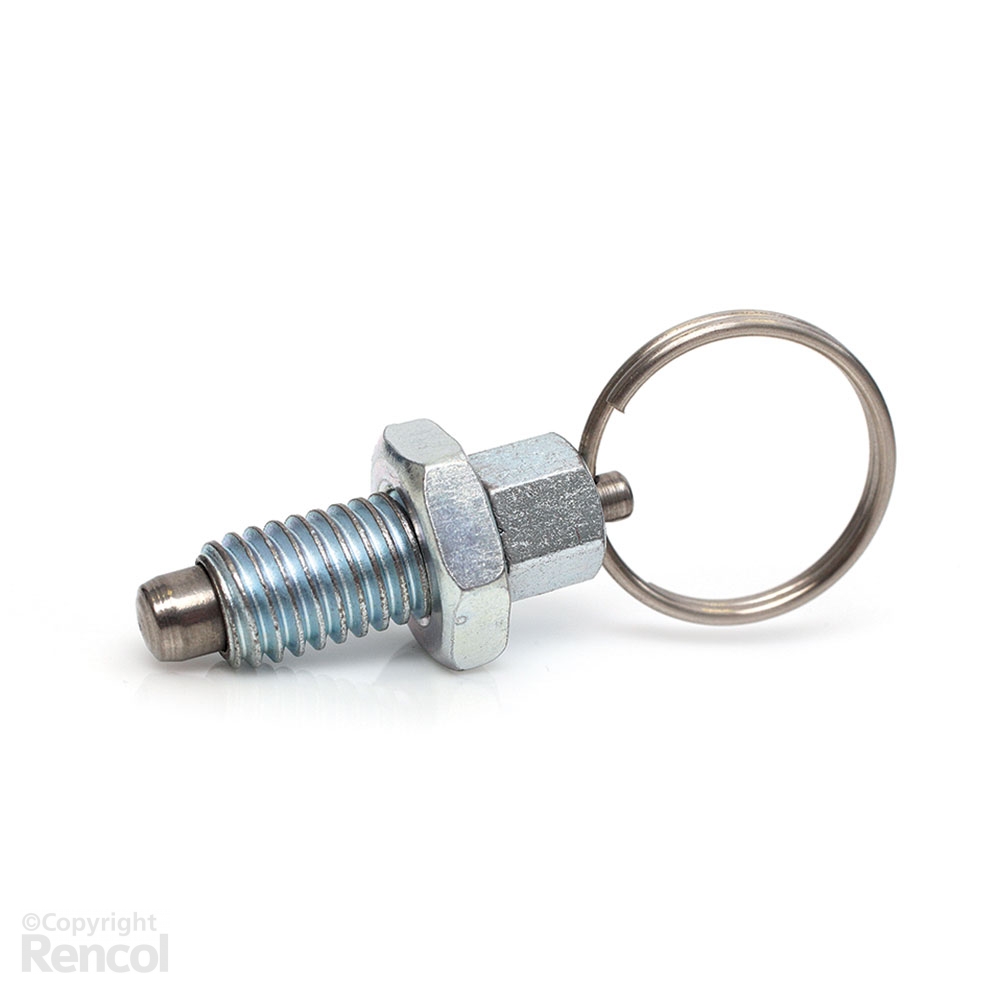 Index Plunger with Pull Ring, Spring Loaded, Steel Thread & Nut RENCOL
