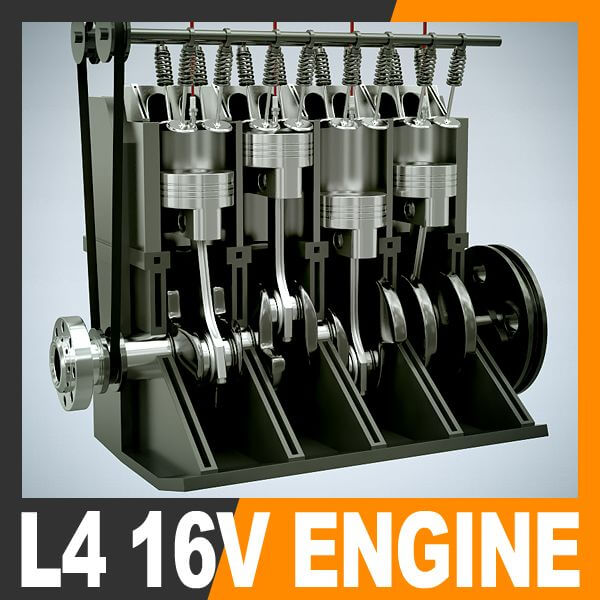 L4 16V Engine Section - 3D Model by CGShape
