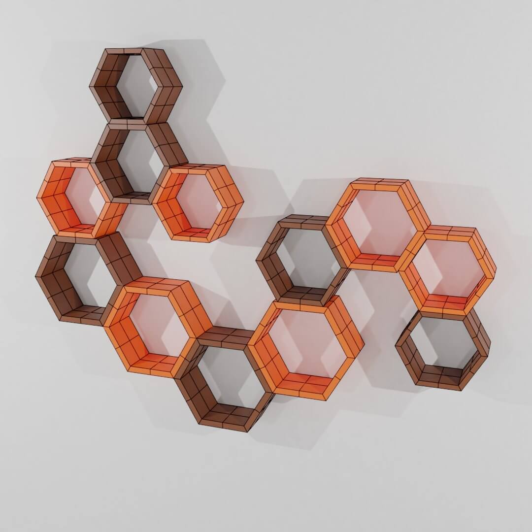Hexagonal Wall Shelf Free 3D Model by Edwin polanco
