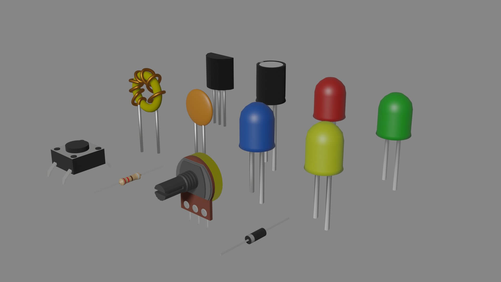 Electronic Components Free 3D Model by Tyuris99