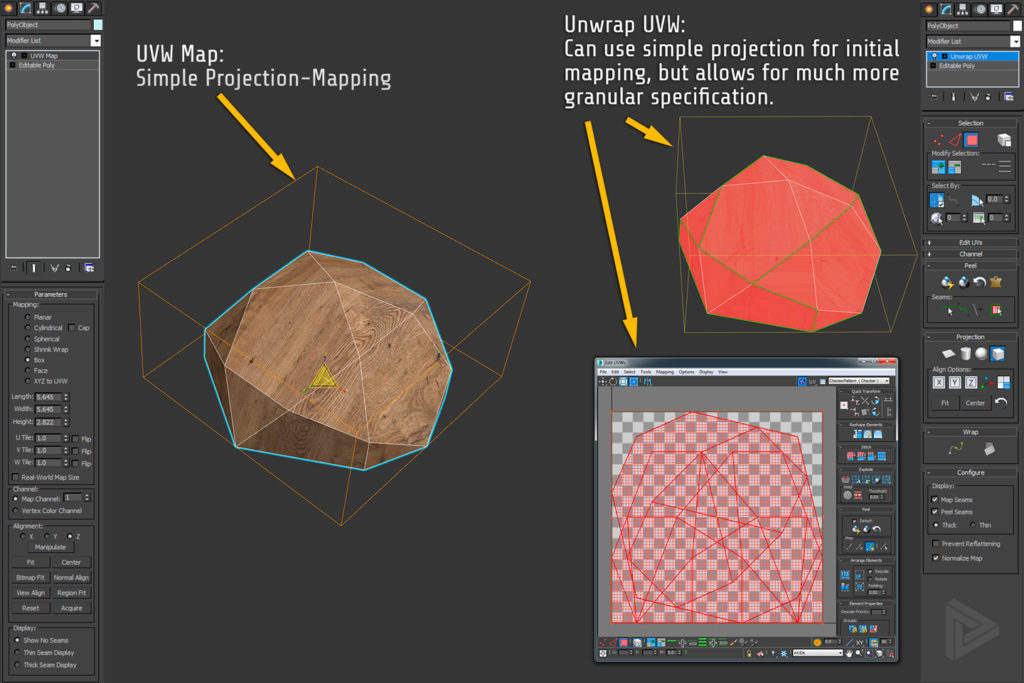 Using Multiple UVW Map Modifiers in 3DS Max Rendernode
