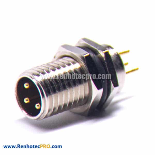 M8 Panel Mount Male Connector ACoding Long Screw Connector 3Pin Male