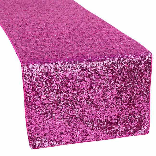 Glitz Sequin Table Runner Fuchsia Rental World