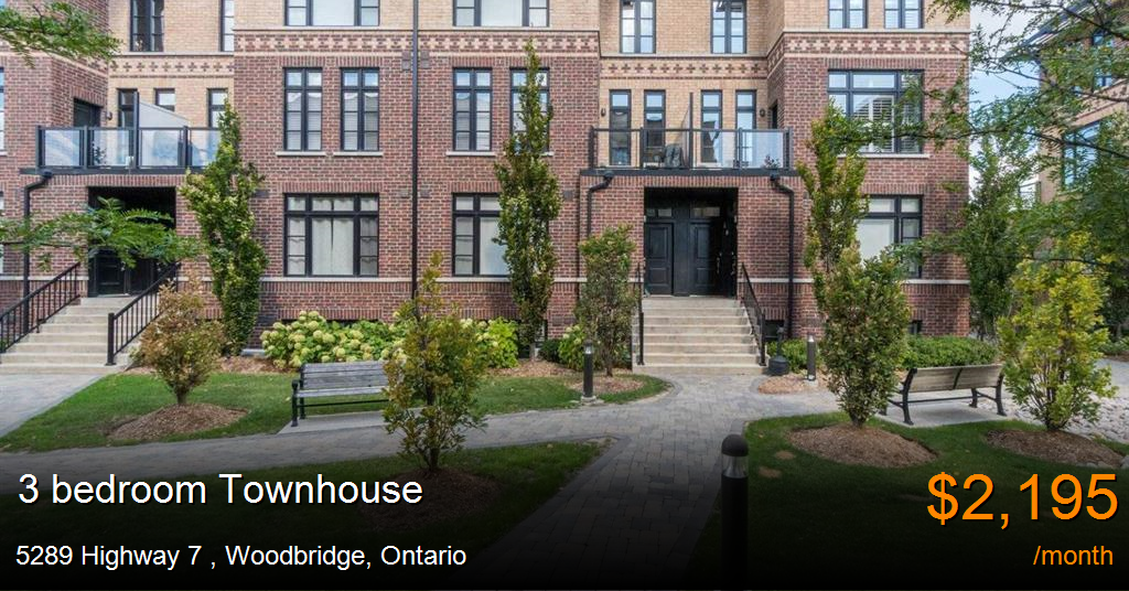 5289 Highway 7, Woodbridge Townhouse for Rent