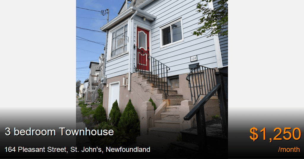 164 Pleasant Street, St. John's Townhouse for Rent
