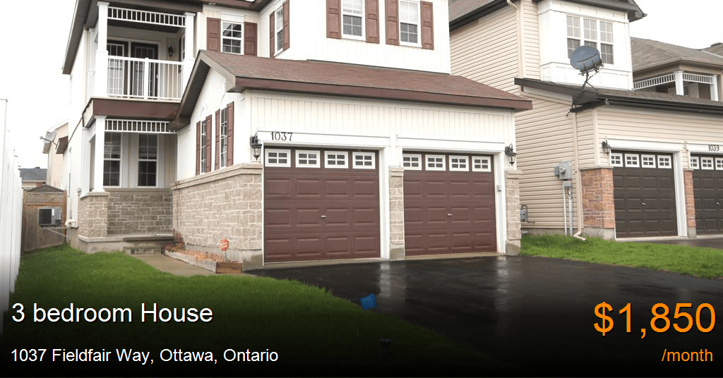 1037 fieldfair way, ottawa House for Rent