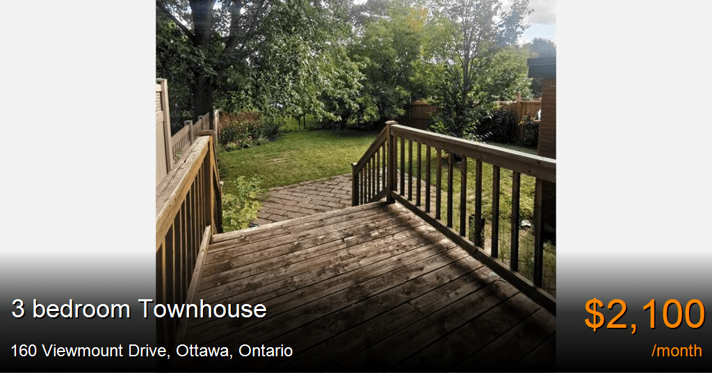 160 viewmount drive, ottawa Townhouse for Rent