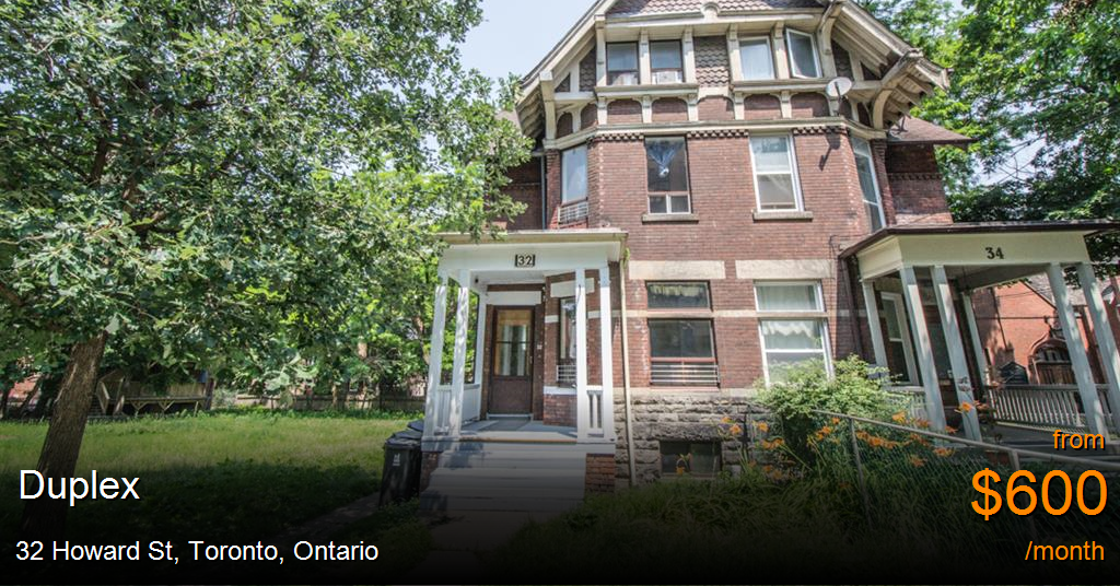 32 howard st, toronto Duplex for Rent
