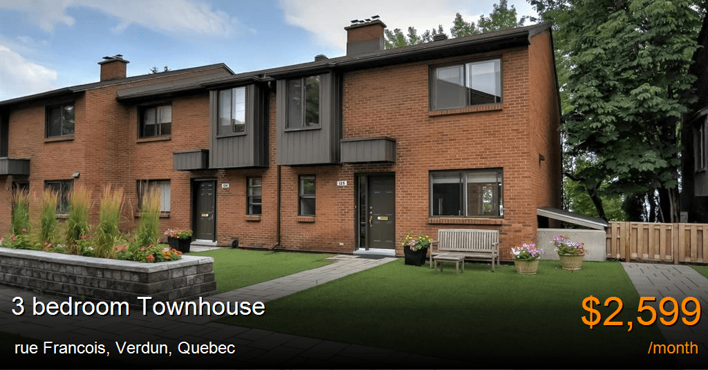 rue Francois, Verdun Townhouse for Rent