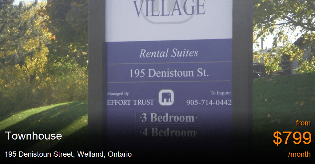 195 denistoun street, welland Townhouse for Rent