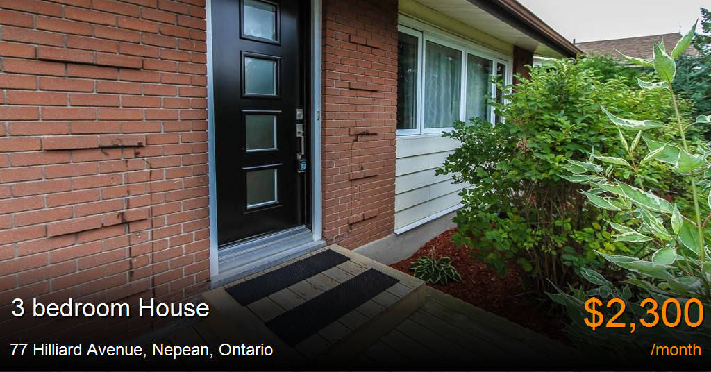 77 hilliard avenue, nepean House for Rent