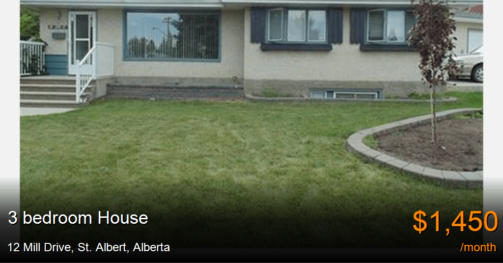 12 mill drive, st. albert House for Rent