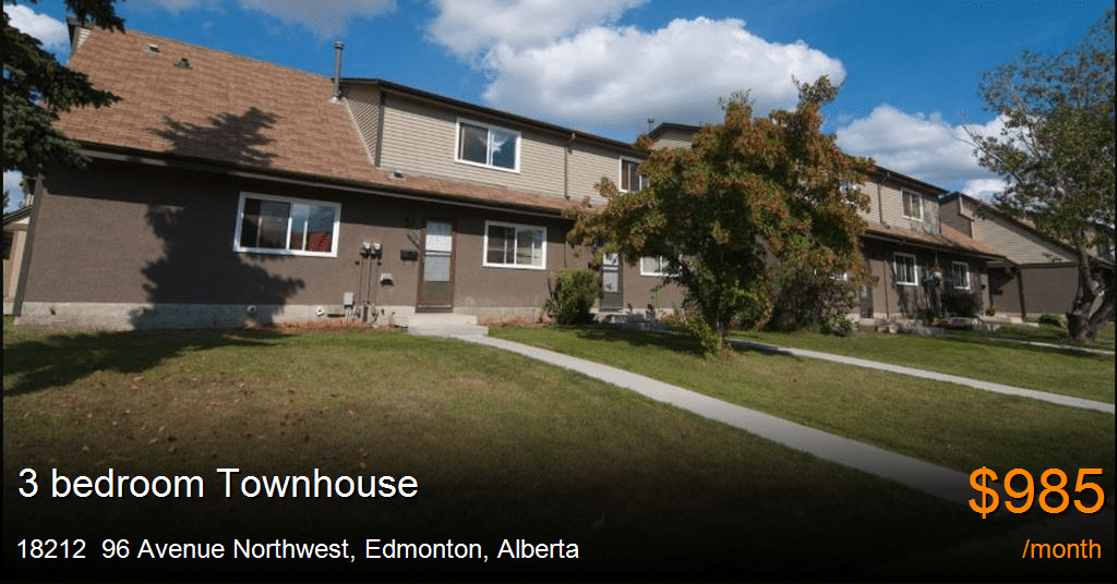 18212 96 avenue northwest, edmonton Townhouse for Rent