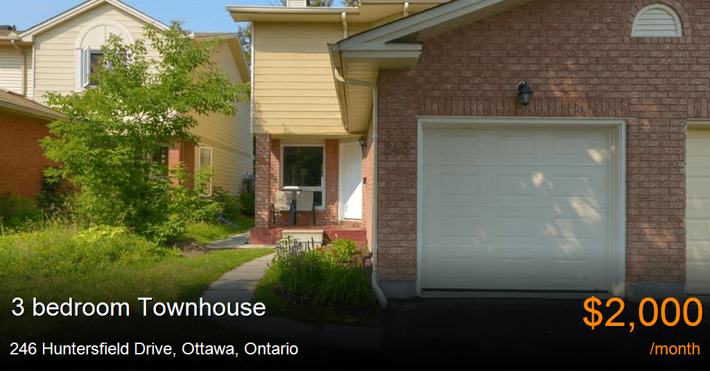 246 huntersfield drive, ottawa Townhouse for Rent