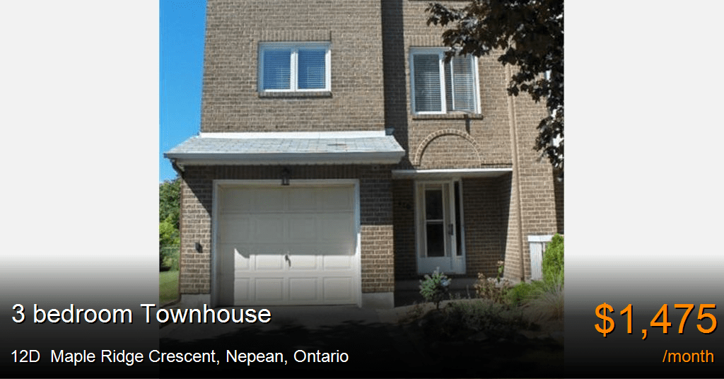 12d maple ridge crescent, nepean Townhouse for Rent