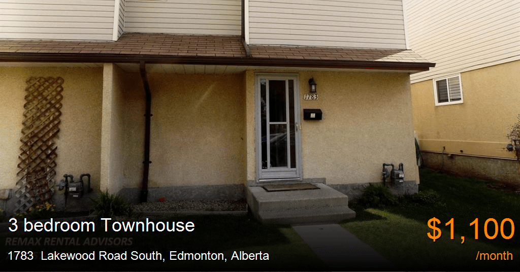 1783 lakewood road south, edmonton Townhouse for Rent