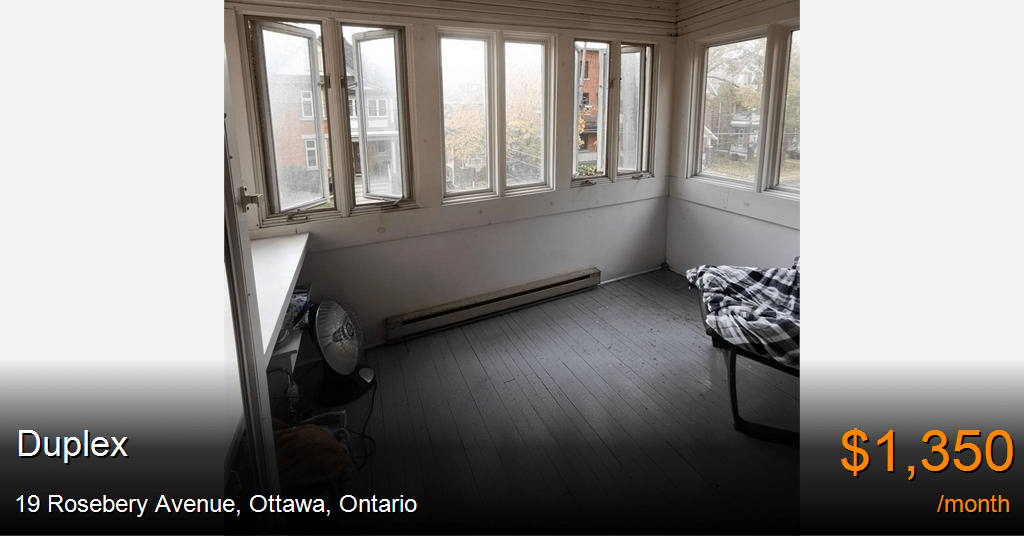 19 rosebery avenue, ottawa Duplex for Rent