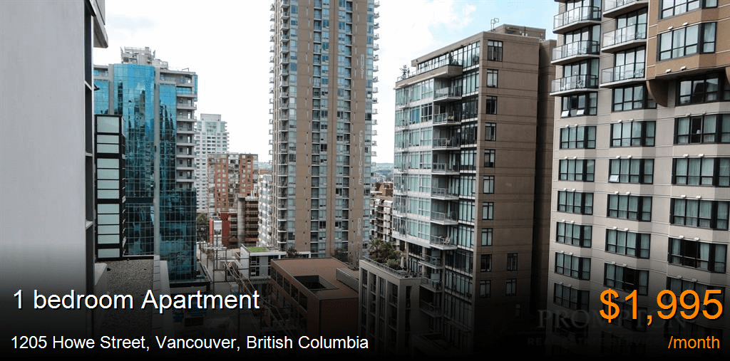 1205 howe street, vancouver Apartment for Rent
