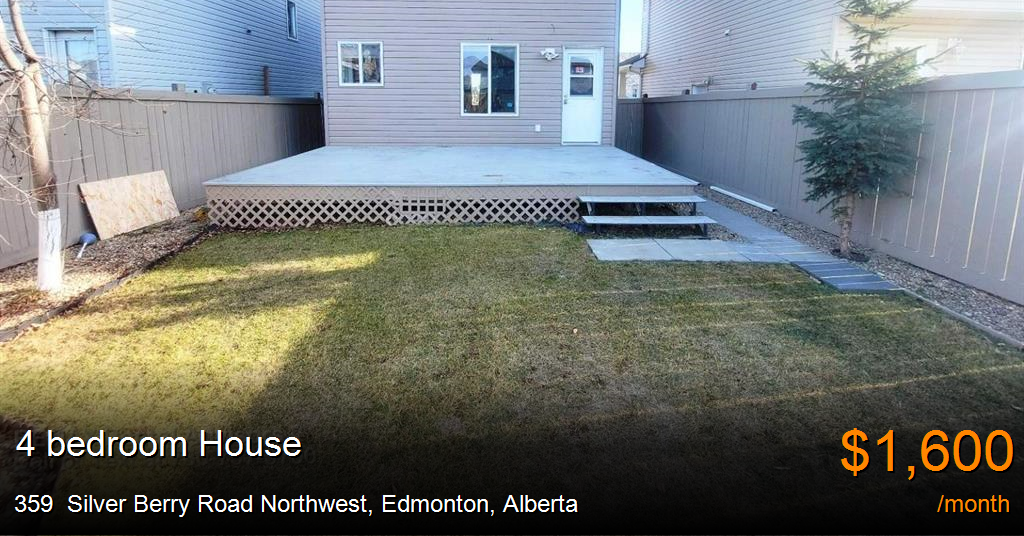 359 silver berry road northwest, edmonton House for Rent