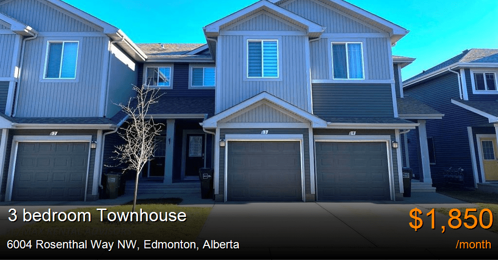 6004 rosenthal way nw, edmonton Townhouse for Rent