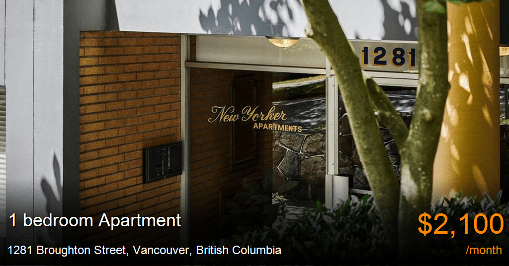 1281 Broughton Street, Vancouver Apartment for Rent