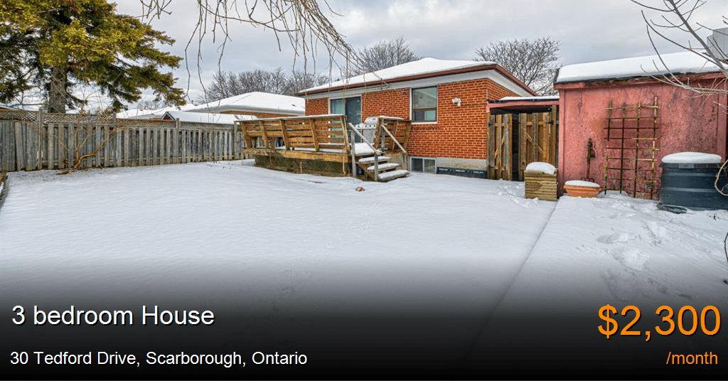 30 tedford drive, scarborough House for Rent