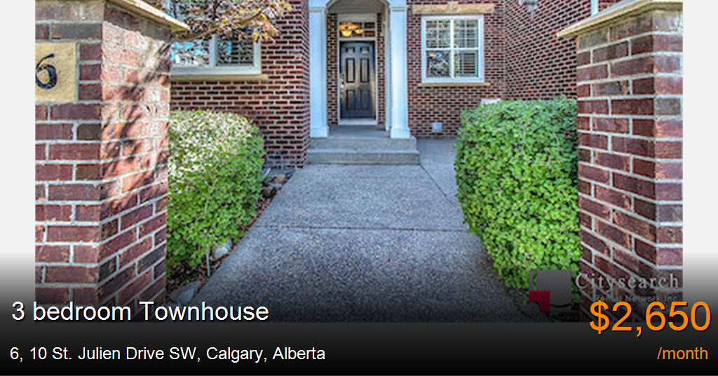 6, 10 st. julien drive sw, calgary Townhouse for Rent