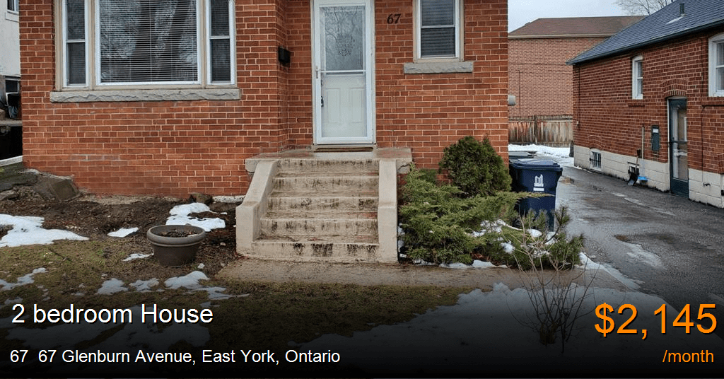 67 67 glenburn avenue, east york House for Rent