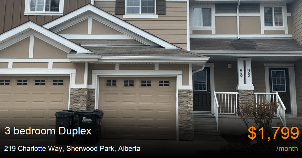 219 charlotte way, sherwood park Duplex for Rent